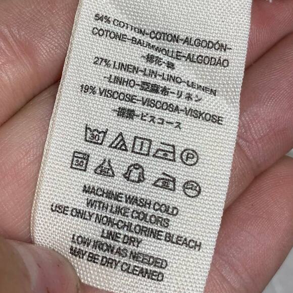 Free People Away At Sea Linen Frayed Button Yellow Short Sleeve Crop Top Small - Picture 10 of 13